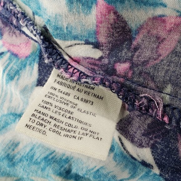 American Eagle Floral Tiered Sun Dress Spaghetti Strap Navy Pink Medium Mini Fit - Picture 5 of 5